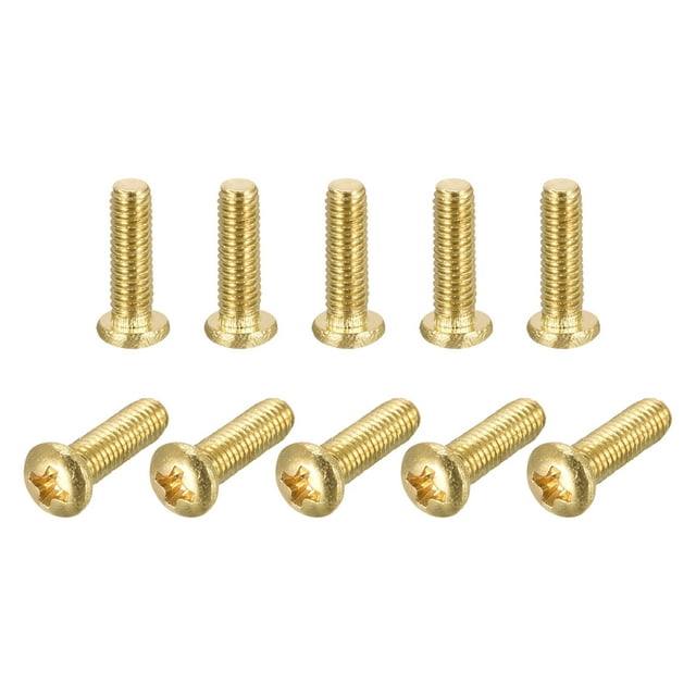 Unique Bargains M3x10mm Brass Machine Screws, Phillips Pan Head Fastener Bolts 20Pack