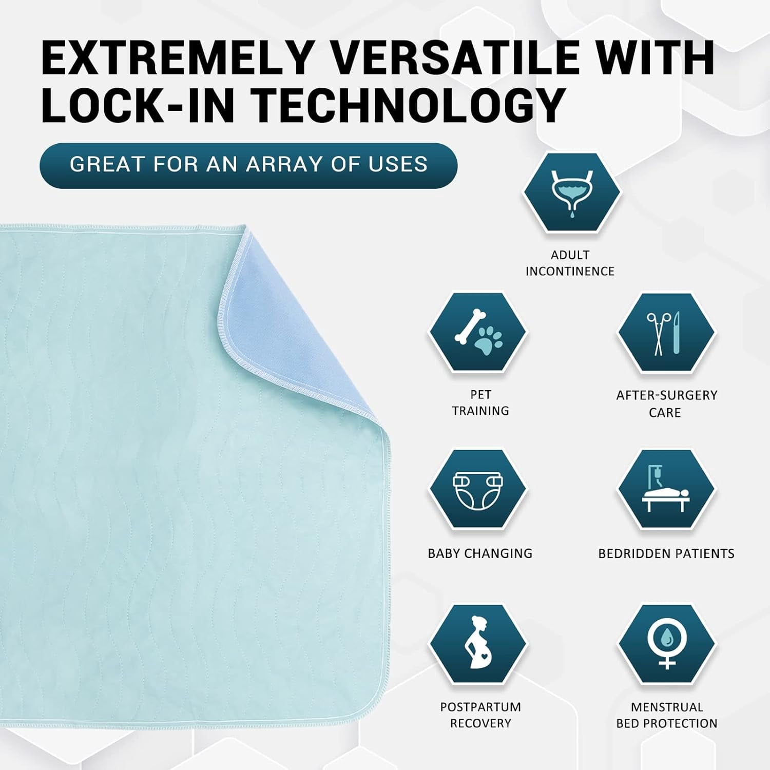 MEDPRIDE Washable Bed Pads for Incontinence, Reusable Bedwetting Underpads 34x36in, Pack of 4 – High Absorbency Adults & Women