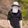 thumbnail image 3 of Outdoor UV Sun Protection Wide Brim Fishing Cap with Removable Flap - Light grey, 3 of 5