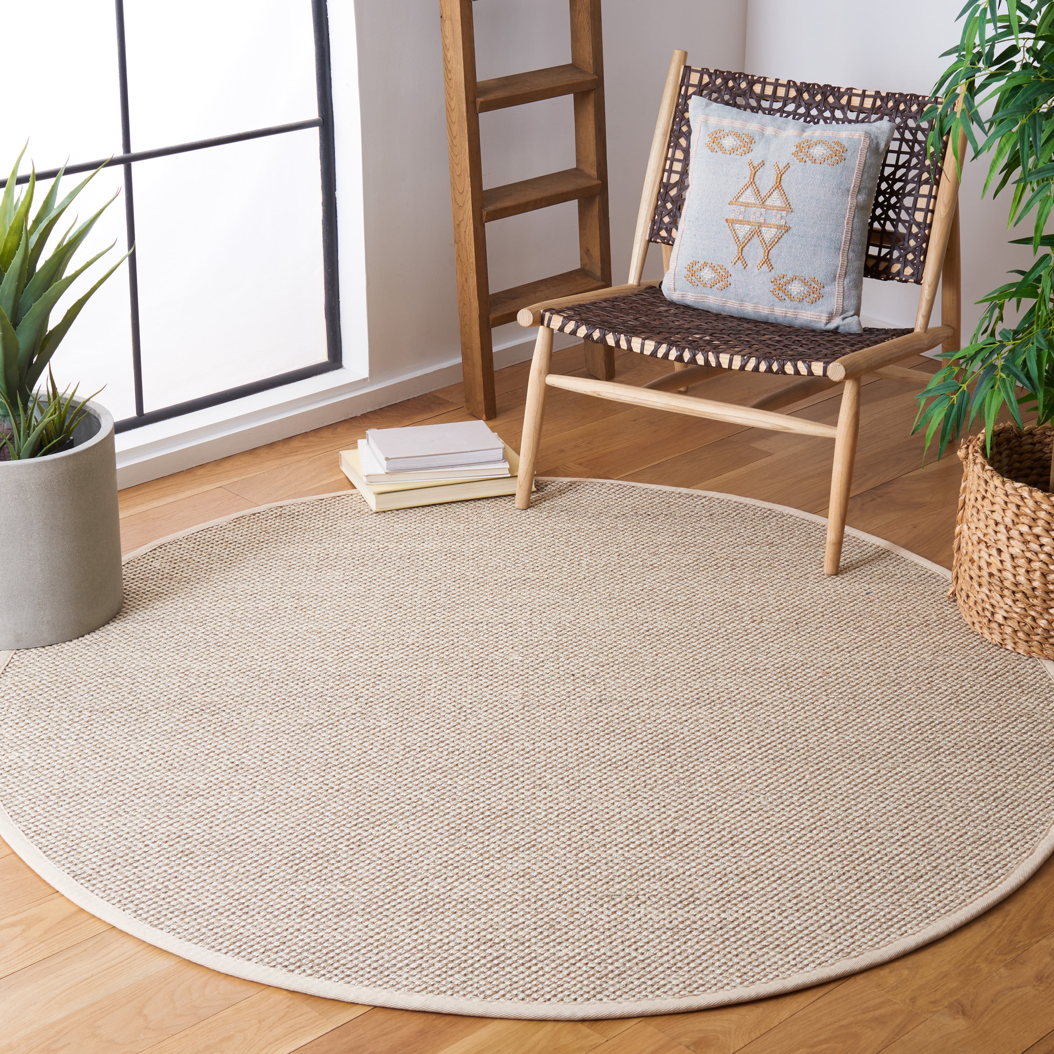 Safavieh Natural Fiber Kentigern Solid Area Rug, Marble/Beige, 9' x 9' Round