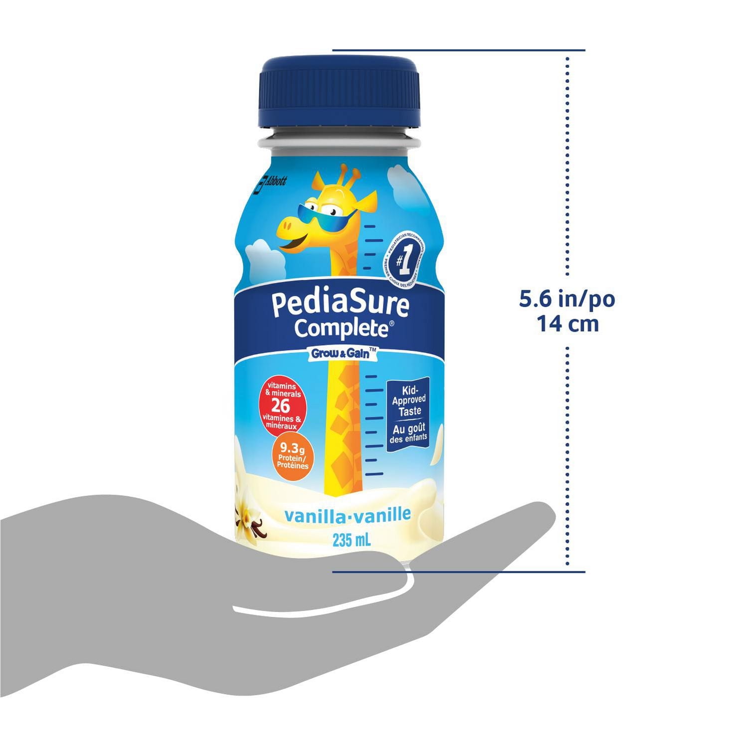 PediaSure Complete, Supplément nutritionnel, Boisson nutritive pour enfants à prendre au petit déjeuner avec un repas, Vanille, 4 x 235 mL 4 x 235 mL (emballage de 4)