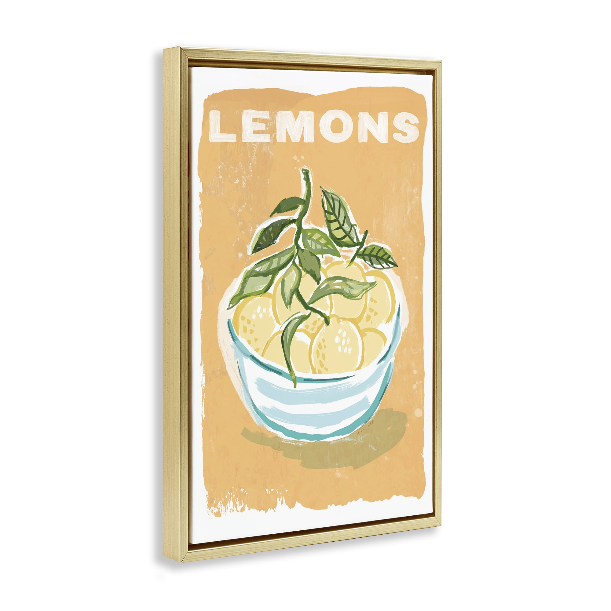 Stupell Industries Lemon Twist Motif Gold Framed Floater Canvas Wall Art, design by Chad Barrett