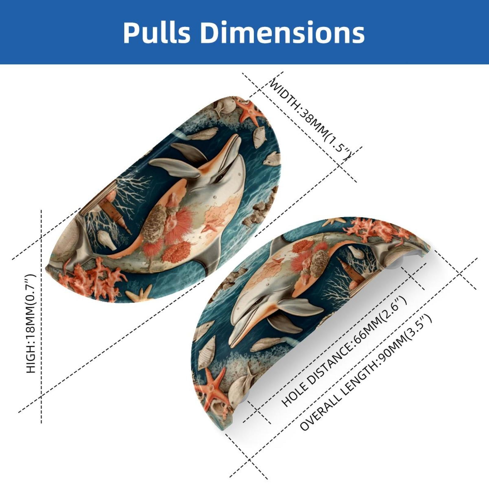 PhooArto 6 Pcs Cup Drawer Pulls, Dolphin Starfish Vintage Map Shell Shape Handles Cabinet Knobs for Dresser Cupboard Closet Wardrobe with Screws
