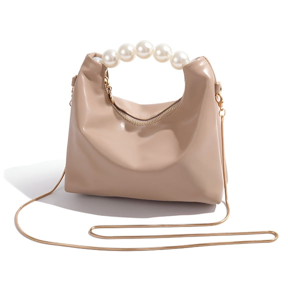 GASTROPOD Evening Bag Purse Pearl Handle Pu Handbag with Detachable Chain