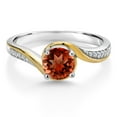 thumbnail image 2 of Gem Stone King 925 Silver and 10K Yellow Gold Ring Round Red Garnet and Moissanite (1.05 Cttw, Size 6), 2 of 3