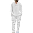thumbnail image 2 of YueHuiYing Men's Casual And Fashionable Solid Color Hooded Long Sleeved Hooded Drawstring Pants 2 Piece Sweatsuit Set, 2 of 9
