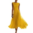 thumbnail image 2 of Draped Neck Midi Dress for Women Sleeveless Cinched Waist Pleated Dresses Summer Wedding Guest Party Cocktail Dresses, L, 2 of 4