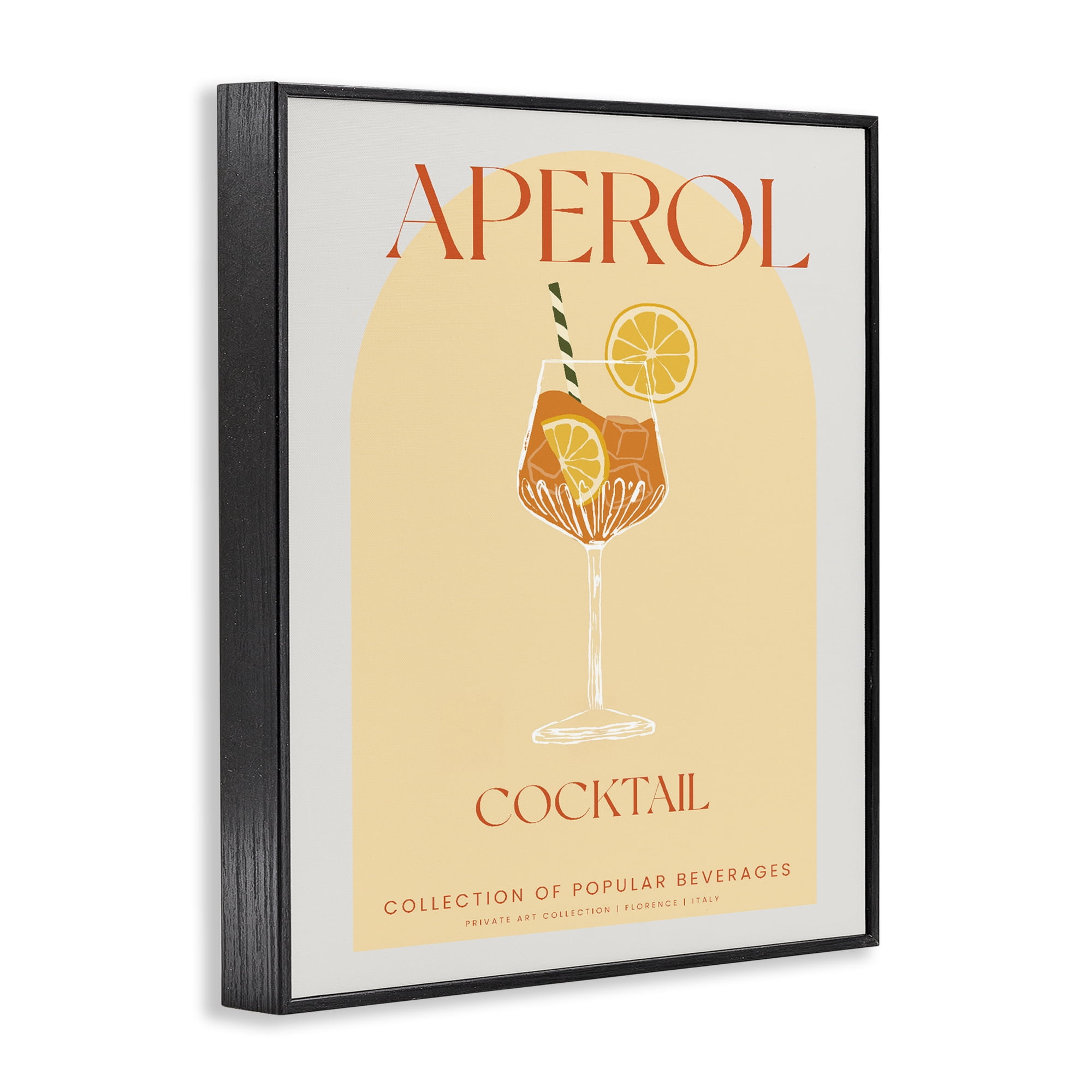 Stylish Retro Aperol Cocktail Black Framed Giclee Art, design by Lil' Rue