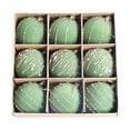 thumbnail image 2 of Velvet Flocked Christmas Ball Ornaments, 9Pcs 3.15In Sage Green Shatterproof Xmas Baubles with Glitter Detail, Hanging Decor for Christmas Tree, Wreath, Mantel and Seasonal Arrangement, 2 of 6