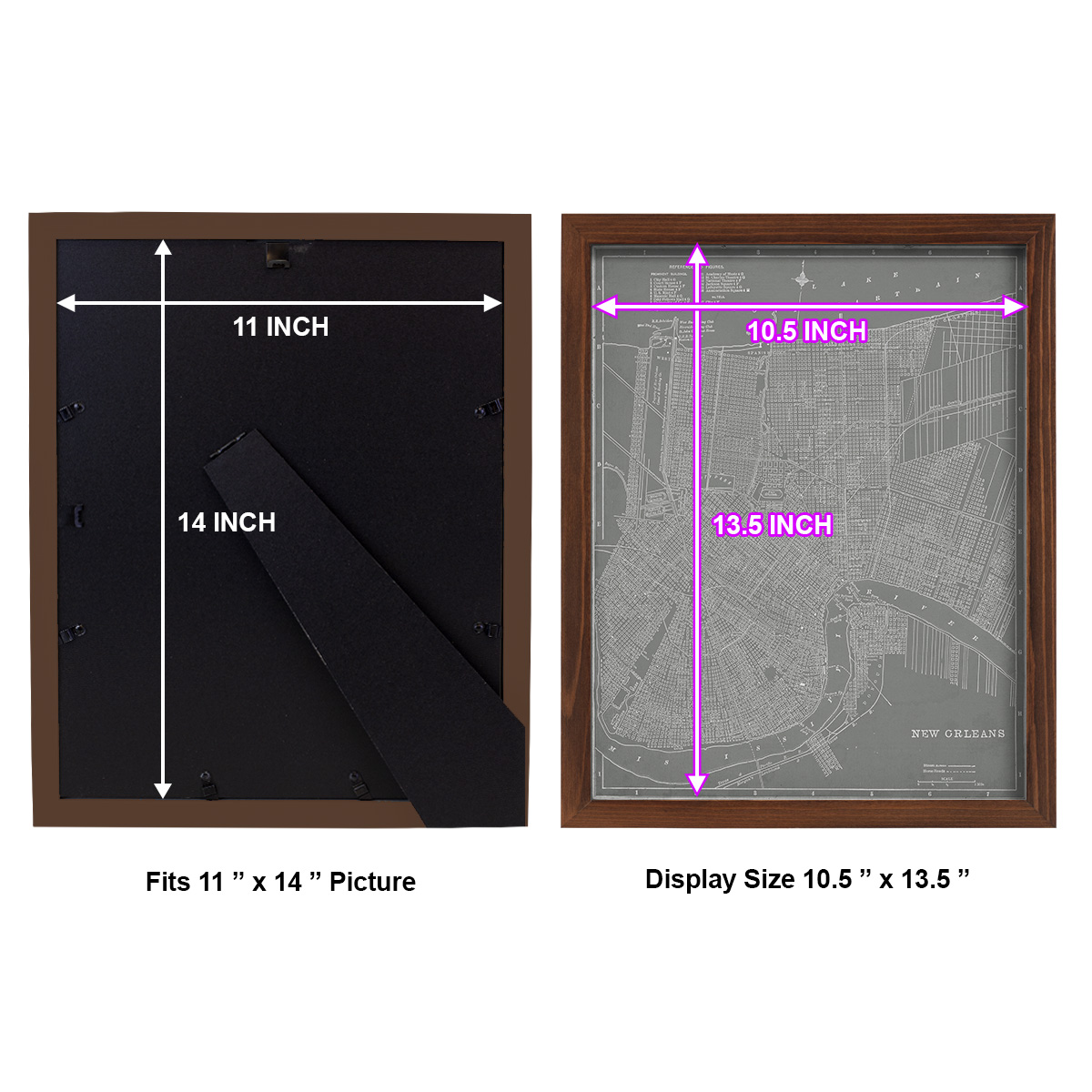 City Map of New Orleans -Framed Print w/glass-Chestnut