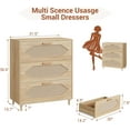 thumbnail image 2 of 3-Drawer Rattan Dresser with Anti-Tip Device and Water-Resistant Top for Bedroom and Living Room Rustic Oak, 2 of 7
