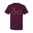 thumbnail image 2 of Wild Bobby, Gold Wizard Glasses and Lightning Scar, Movies, Men Graphic Tee, Maroon, 3X-Large, 2 of 4