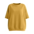 thumbnail image 7 of LNZGNM Sweatshirts for Women Short Sleeve Crew Neck Oversized Pullover Everyday Simple Top Daily Summer Casual,Yellow(XXL), 7 of 7