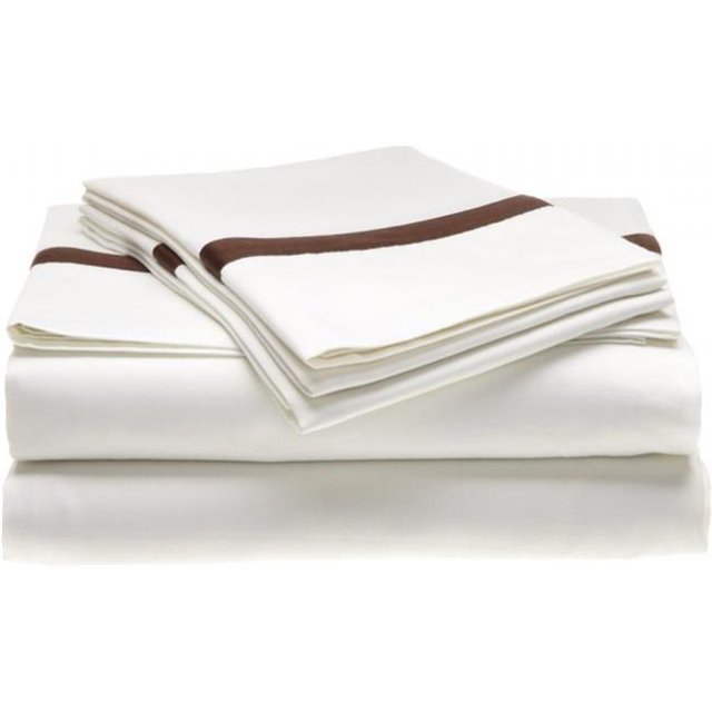 Hotel Collection 300 Thread Count Cotton Pillowcase Set Standard-White/Chocolate