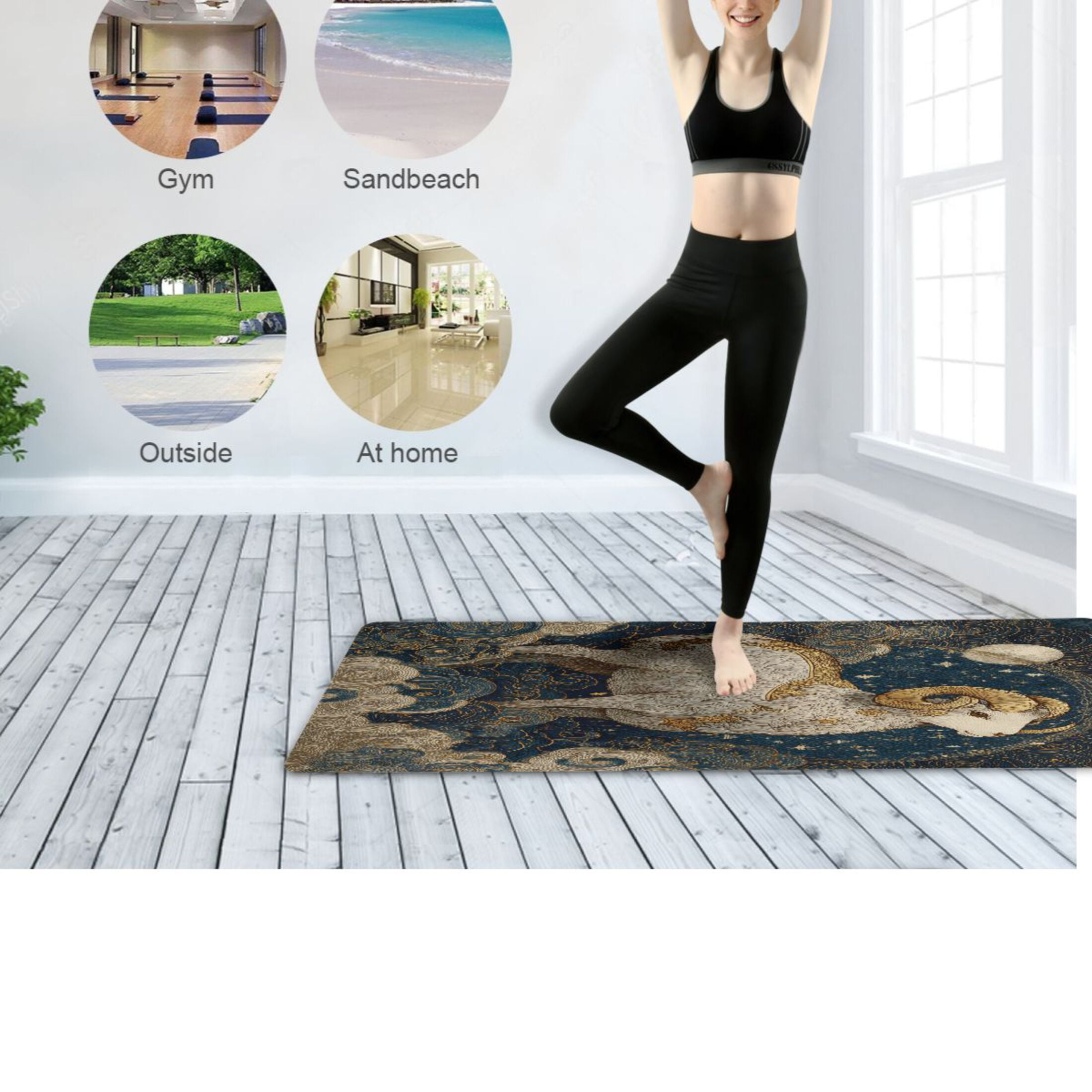 BZSMCE Yoga Mat Women Fitness Mat Stellar Ornate Ram Pattern