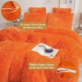 thumbnail image 7 of XeGe Plush Shaggy Duvet Cover Set, Luxury Ultra Soft Fluffy Faux Fur Bedding Sets 2 Pieces Velvet(1 Fuzzy Furry Comforter Cover + 1 Faux Fur Pillow Case), Zipper Closure (Twin, Orange), 7 of 7