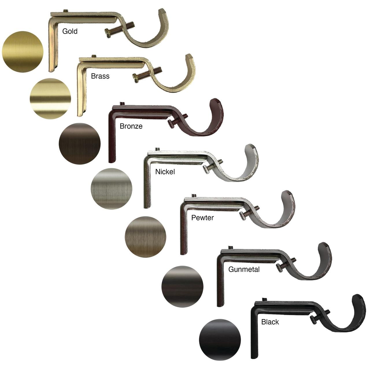 Better Homes & Gardens Plated Brass 3/4" to 1" Adjustable Curtain Rod Brackets, 2 Count