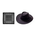 thumbnail image 3 of Sombrero de Vaquero Jinwen de Ala Grande Negro con Bandana Accesorios para Fotos, 3 of 8