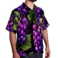 thumbnail image 2 of Grape Men's Hawaiian Poplin Casual Printed Button Down Short Summer Beach Shirts, Unisex, 2 of 6