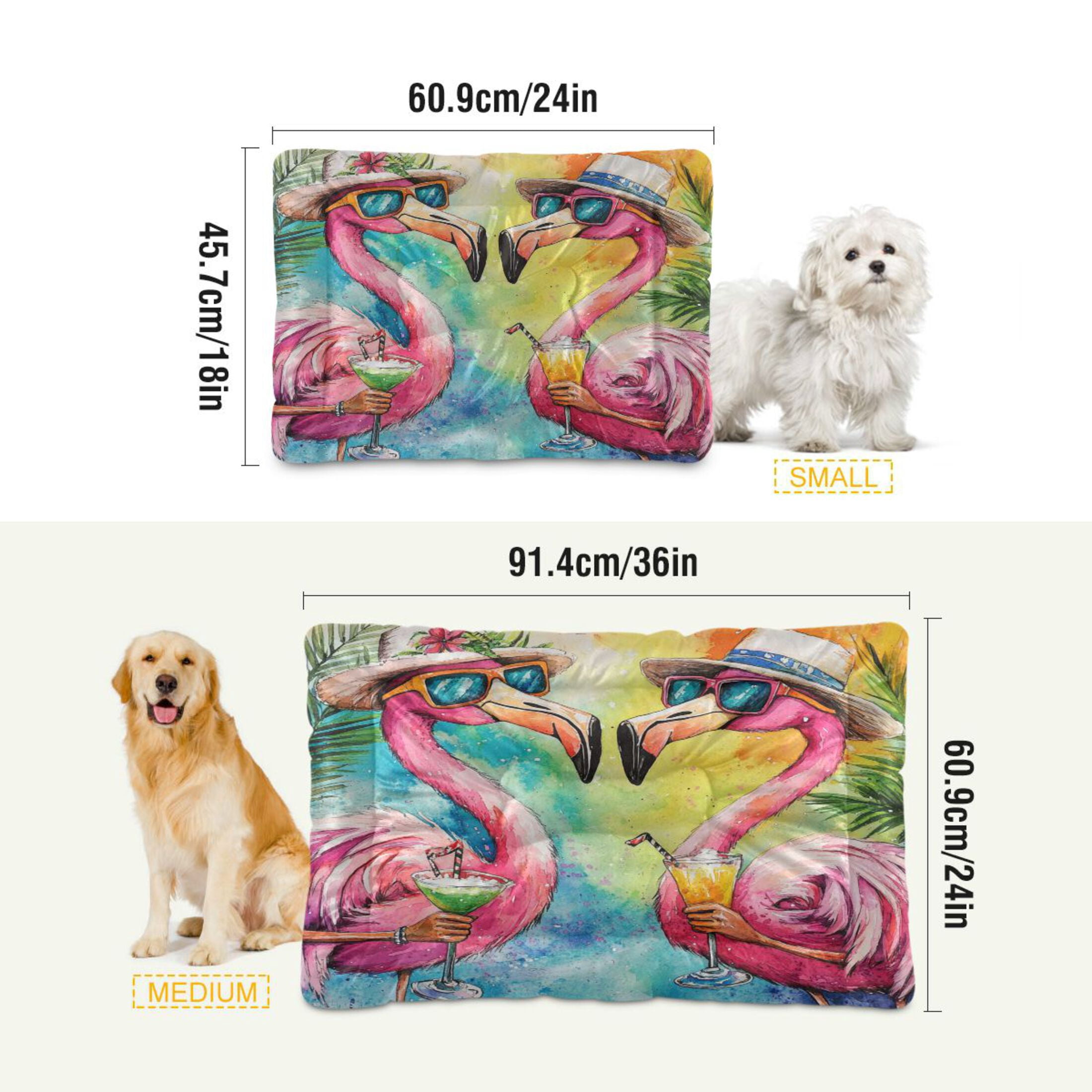 Qxltty Summer Flamingos Ped Pad Wear-resistant and Hard to Bite Through Sleeping Pad for Small Medium Large Dogs Winter Pet Bed 36×24in