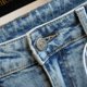 thumbnail image 5 of Pantalones vaqueros de pierna ancha para mujer, holgados de Vaqueros cintura alta, ropa de calle informal y2k, color azul, 5 of 5