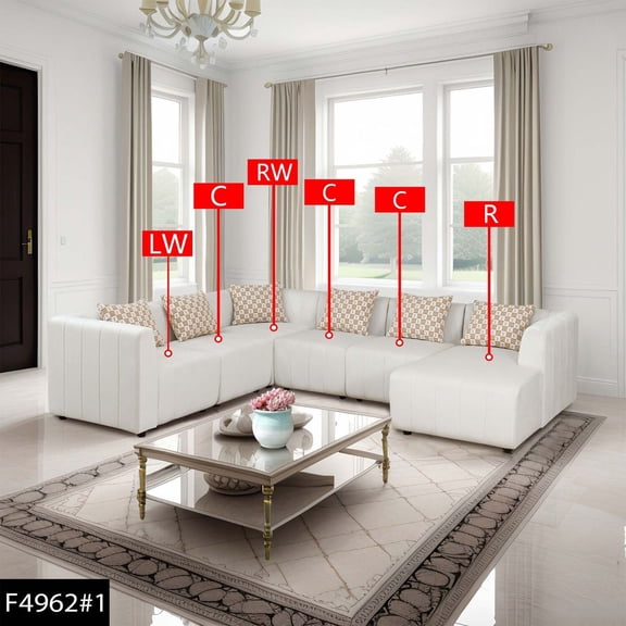 Lifestyle Furnitures White Microfiber 6-Piece Living Room Sofa Set