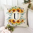 thumbnail image 4 of Monogram Letter U Summer Sunflower Throw Pillow Covers 18x18 Inch, Floral Bee Pillows Covers Decorative Family Last Name Initial Throw Pillowcase Decor for Couch Sofa, 4 of 6