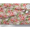 thumbnail image 2 of Soimoi Orange Poly Georgette Fabric Leaves & Floral Print Sewing Fabric BTY 42 Inch Wide, 2 of 3