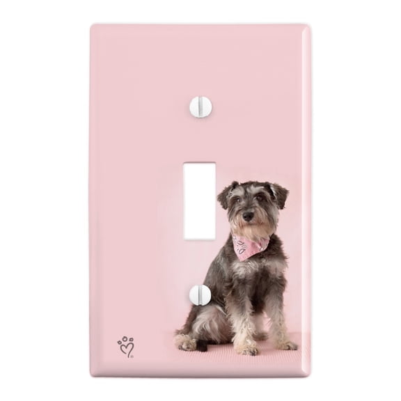 Schnauzer Puppy Dog with Bandana Sitting Plastic Wall Decor Toggle Light Switch Plate Cover
