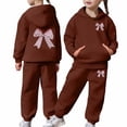 thumbnail image 5 of Gelikeya Girls Graphic Jogging Suits Sweatsuits 2 Piece Set Oversized Hoodie and Sweatpants Fall Winter Clothes (Coffee, 2-3 Years), 5 of 7