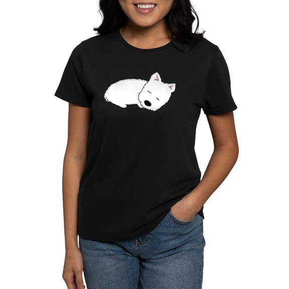 CafePress - Sleeping Westie Women's Classic T Shirt - Women's Traditional Fit Dark T-Shirt