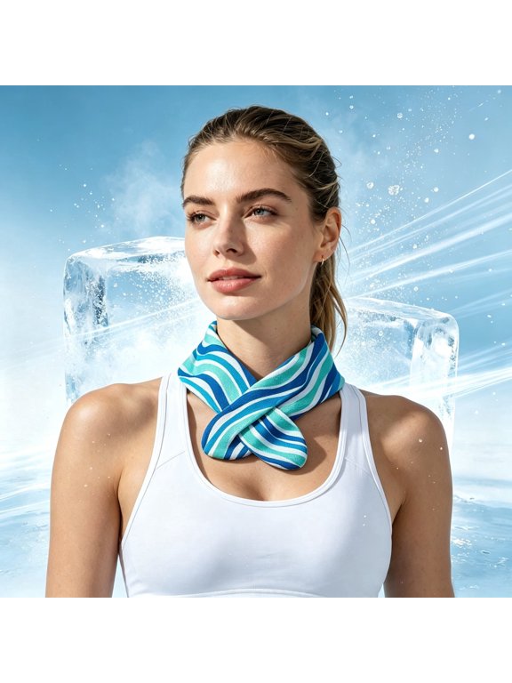 Single Use Cooling Neck Gaiter Ice Silk Instant Cold Compress Sports Scarves For Women Sun Protection Summer Running Hiking Cycling Cooling Scarf Wrap Blue One Size