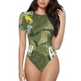 thumbnail image 2 of Goofa Surfing Dinosaur Printed Women Rash Guard Short Sleeve,Tummy control Swimsuit Surfing Swimsuit Bathing Suit One Piece Swimsuit UPF 50-Medium, 2 of 9