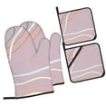 thumbnail image 2 of YFYANG Oven Mitts and Pot Holders Sets 4 Pieces, Non-Slip Heat Resistant Pink Line Art Kitchen Glove Pot Mat for Cooking and Baking, 2 of 8