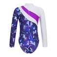 thumbnail image 2 of YIZYIF Kids Girls Children Gymnastics Leotard Long Sleeve Holographic Print Ballet Leotard Skating Bodysuit Jumpsuit Navy Blue 6, 2 of 7