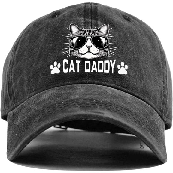 Cat Daddy, Funny Baseball Cap, Personality Hat, Men's Adjustable Cotton Baseball Cap,Cat Dad Hat,Cat Love Men's Hat,Cat Party Gift Dark Grey
