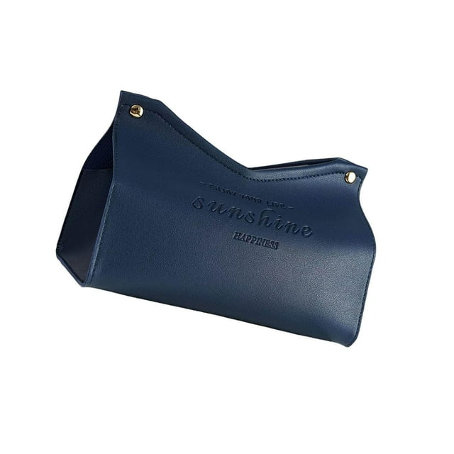 serony Modern Tissue Box Holder PU Leather Triangle for Dresser Bathroom Decoration Blue