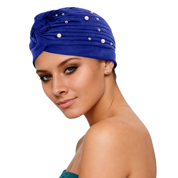 Jersey Knit Slouchy Beanie, Basic Solid Color Ponytail Hat, Versatile for Work, Gym, Bad Hair Days, or Chemo Patients. Royal Blue 1PC
