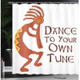 thumbnail image 4 of Ambesonne Kokopelli Shower Curtain, Tribal Dance Symbol Art, 69"Wx75"L, Vermilion Shamrock Green, 4 of 5