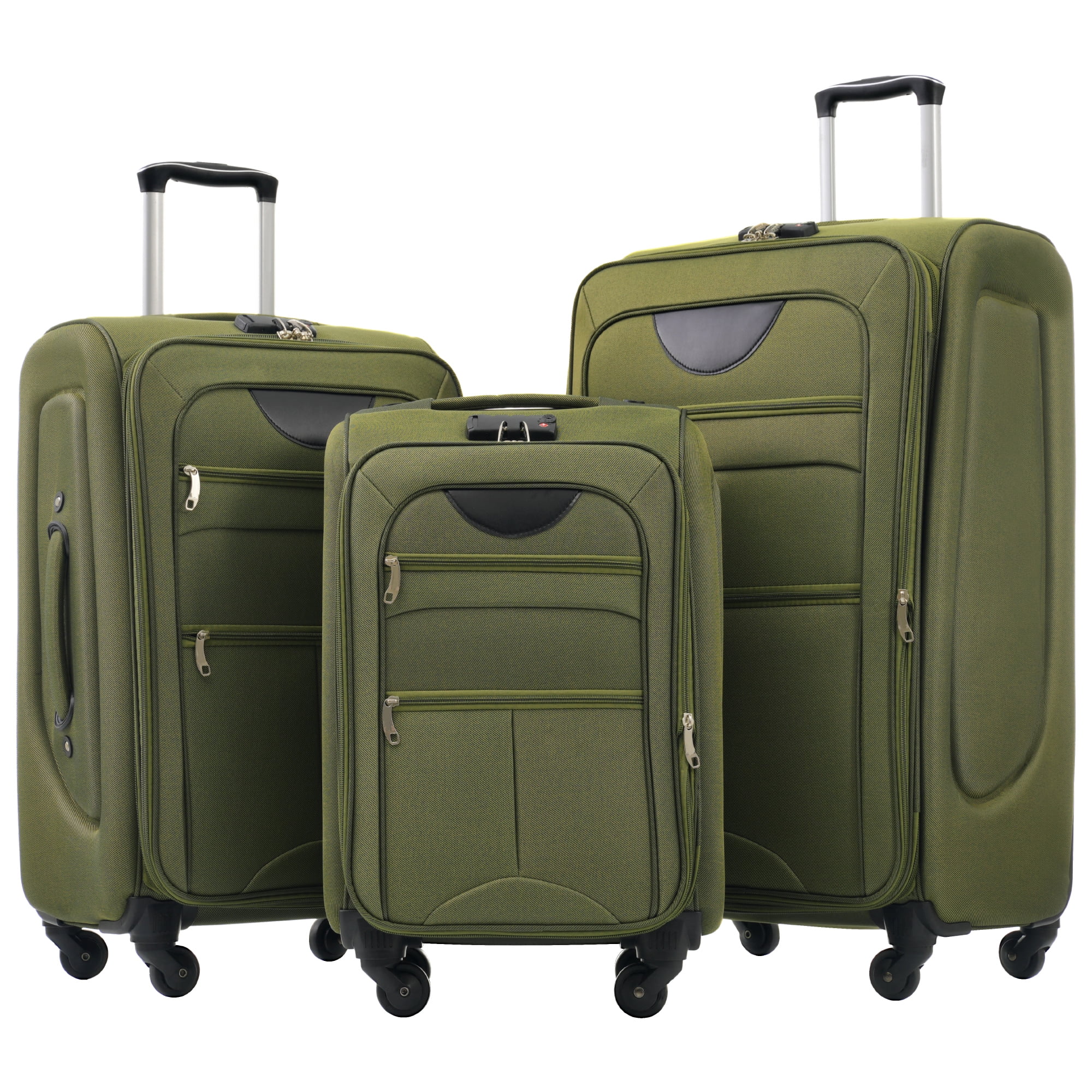 MAYEERTY 3-Piece Expandable Softside Luggage Set (22"+26"+30") - Oxford Fabric with TSA Lock & Spinner Wheels, Army Green