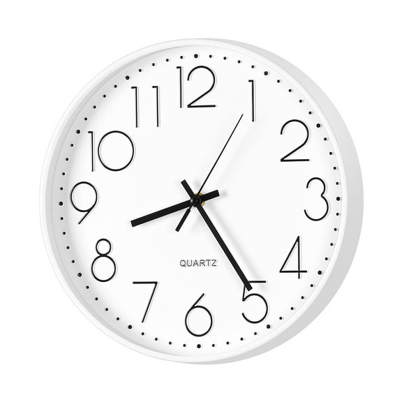 Wall clock Plastic Silent Suitable for decoration 12in White