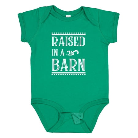 

Inktastic RAISED in a BARN in White Gift Baby Boy or Baby Girl Bodysuit