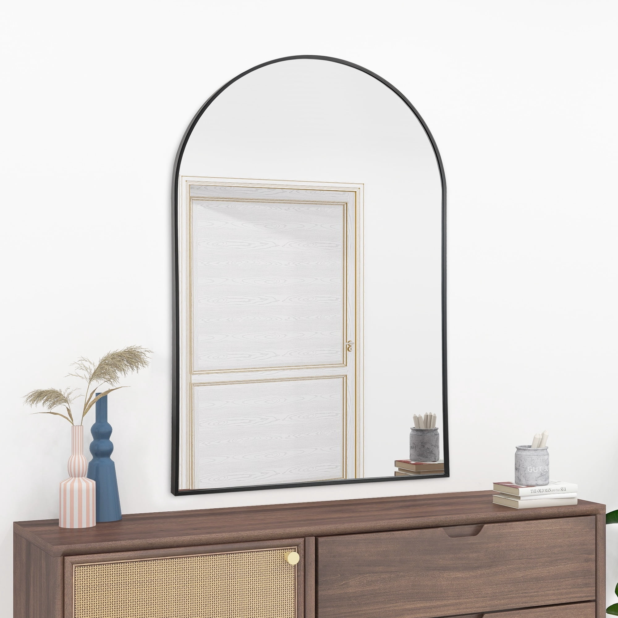 Arched Bathroom Wall-mounted Mirror 36x24-right angle - Silver