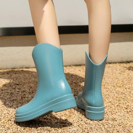 

Christmas Simple Style Snow Boots Women Non Slip Detachable With Cotton Inside Rain Boots Outdoor Rubber Water Shoes