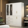 thumbnail image 6 of OXYLIFE Wardrobe Armoire Closet Cabinet with Glass Doors, Hanging Rod and 3 Drawers, 63.3" Wide, 6 of 9