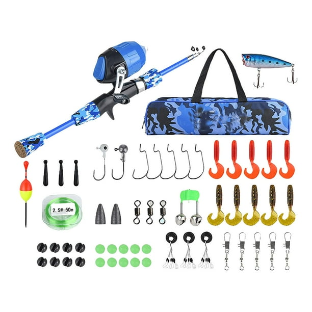 Equipo de pesca,Juego de cañas de pescar para niños Juego de equipo de pesca para niños,Conjunto de caja de aparejos de accesorios de pesca al aire libre,Señuelos De Pesca Equipo De