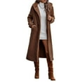 thumbnail image 3 of Female Fuzzy Fleece Lapel Open Front Long Cardigan Coat Fur Warm Winter Outwear Jackets Chestnut Color XL, 3 of 7
