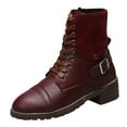 thumbnail image 1 of B91xZ Bottes Marron Femmes Automne Plateforme Compensée Espadrilles Bottines, Vin 8, 1 of 5