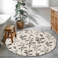 thumbnail image 4 of Black Grey Botanical Round Area Rug 4ft, Rustic Country Spring Floral Summer Leaf Washable Non-Slip Circle Rugs for Bedroom Living Room Kitchen, Soft Non Shedding Circle Carpet for Dining Room Dorm, 4 of 9