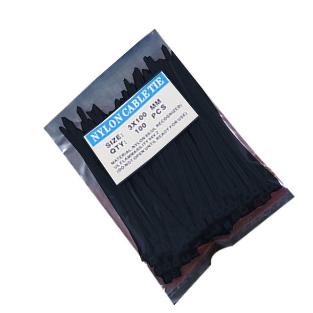 Paquete de 100 bridas de nailon para cables, anillo de sujeción reutilizable de alta resistencia, correas de Color sólido, suministros para el Almacenamiento y organización del hogar Negro Bewildely JJ19795-05